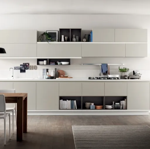 Cucina su misura Foodshelf Grigio Gabbiano e Grigio Terra di Scavolini