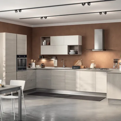 Cucina su misura Urban & Urban Minimal in decorativo Larice Pasha di Scavolini