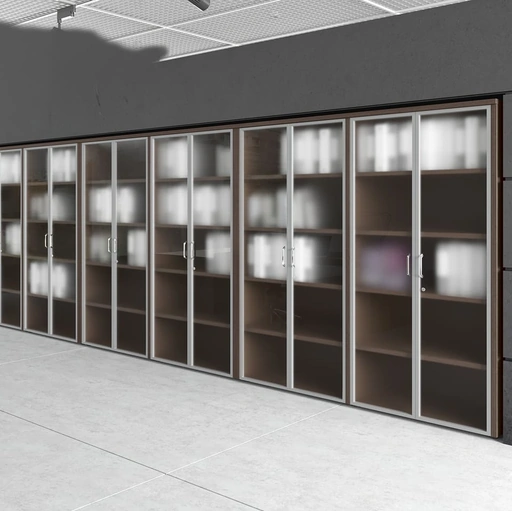 Armadio Archivio Forma in melaminico con ante in vetro di Compir