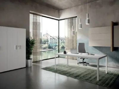 Scrivania Direzionale D1 02 in laccato bianco opaco di Colombini Office