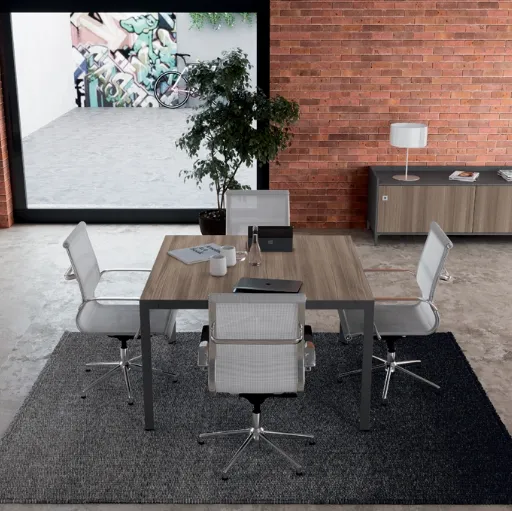 Scrivania Direzionale quadrata in melaminico effetto legno e struttura in metallo D1 09 di Colombini Office