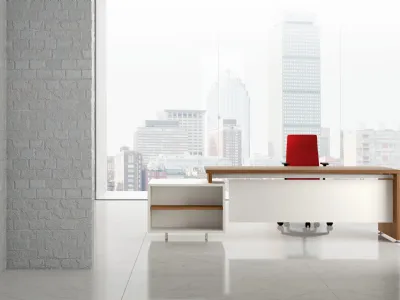 Scrivania Direzionale GO 07 in laccato bianco opaco e melaminico di Colombini Office