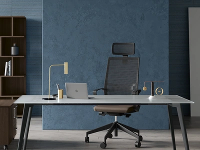 Poltrona Direzionale Duke in tessuto con schienale a rete con supporto lombare di Compir