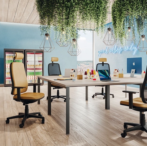 Seduta Operativa Fresh in ecopelle imbottita oppure con schienale in rete di Compir