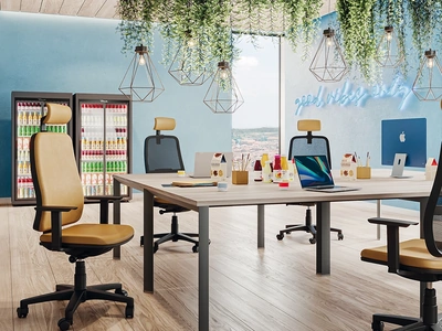 Seduta Operativa Fresh in ecopelle imbottita oppure con schienale in rete di Compir