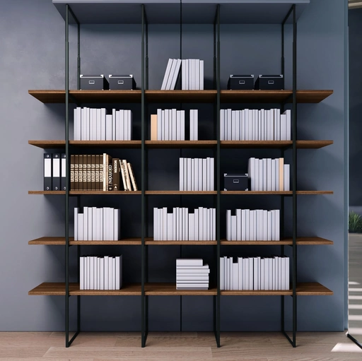 Libreria Eos in metallo con piani effetto legno di Compir