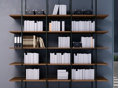 Libreria Eos in metallo con piani effetto legno di Compir