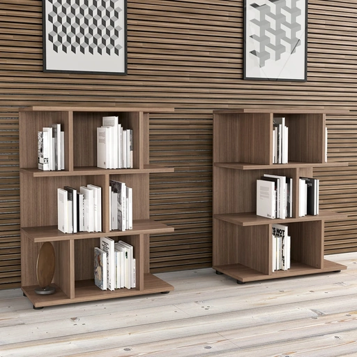 Libreria bassa Forma in melaminico finitura Noce di Compir