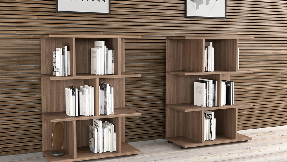 Libreria bassa Forma in melaminico finitura Noce di Compir