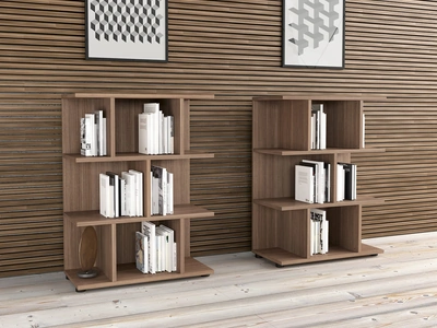 Libreria bassa Forma in melaminico finitura Noce di Compir