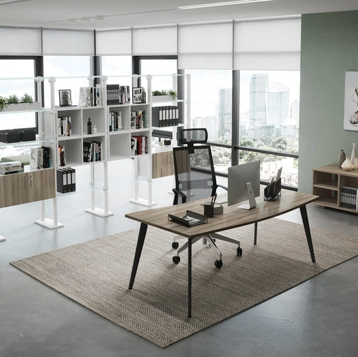 Libreria Divisoria Rhea in metallo con ante e ripiani in melaminico di Compir