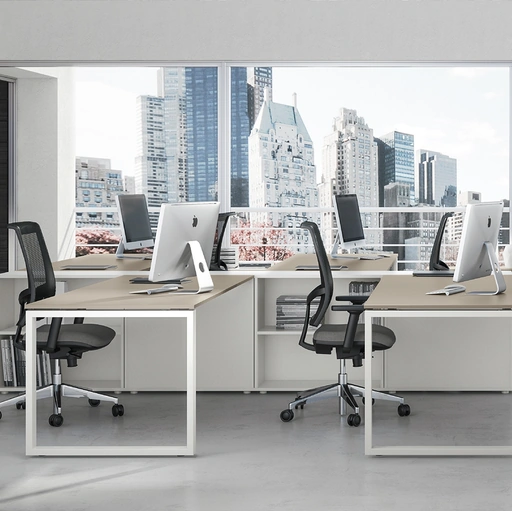 Seduta Operativa Living con schienale in tessuto a rete e seduta in tessuto imbottito di Compir