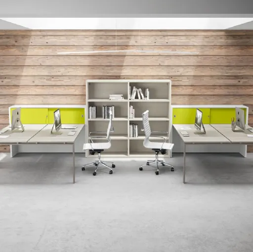 Scrivania Operativa Loft 05 con armadietto ad anta scorrevole colorato di Colombini Office