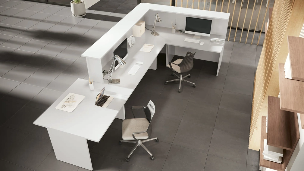 Mobile Ufficio Reception ad angolo finitura Bianco di Compir