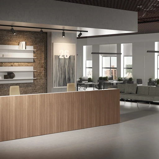 Mobile Ufficio Reception lineare finitura Noce di Compir