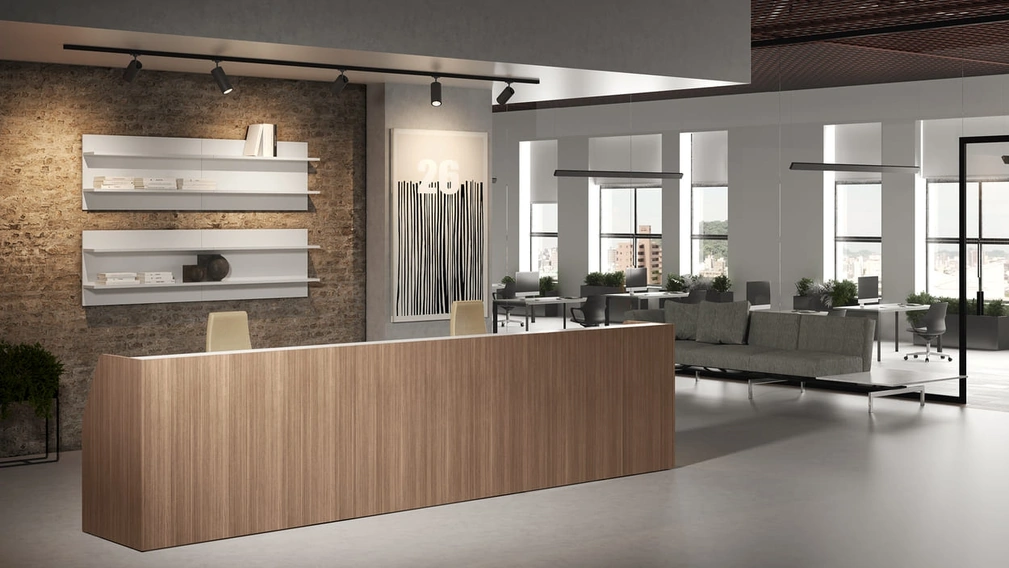 Mobile Ufficio Reception lineare finitura Noce di Compir