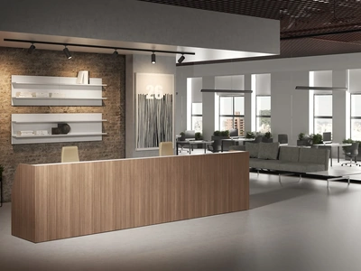 Mobile Ufficio Reception lineare finitura Noce di Compir