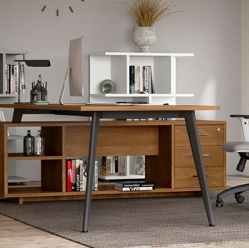 Cassettiera Rhea finitura Noce con scomparti di Compir