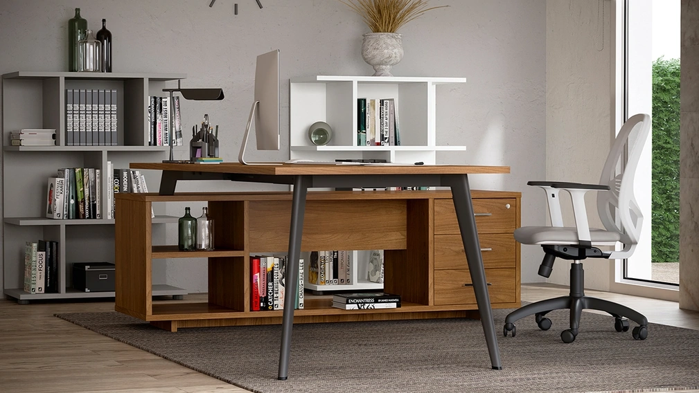 Cassettiera Rhea finitura Noce con scomparti di Compir