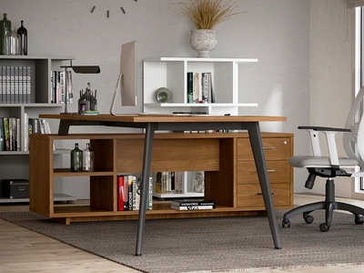 Cassettiera Rhea finitura Noce con scomparti di Compir