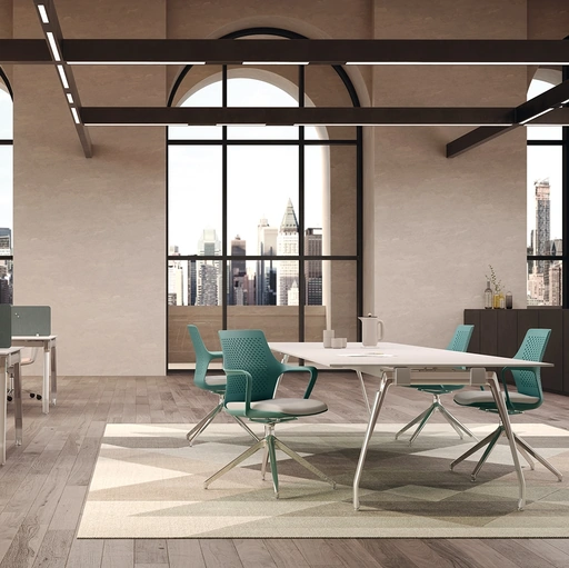 Seduta Operativa Rubik in polipropilene con seduta in tessuto imbottito di Compir