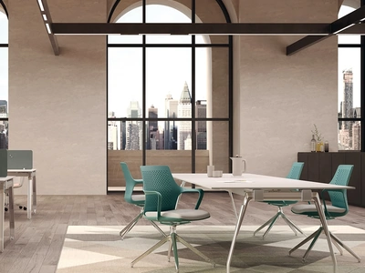 Seduta Operativa Rubik in polipropilene con seduta in tessuto imbottito di Compir