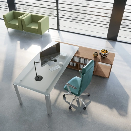 Scrivania Direzionale Cubo con top in Vetro di Compir