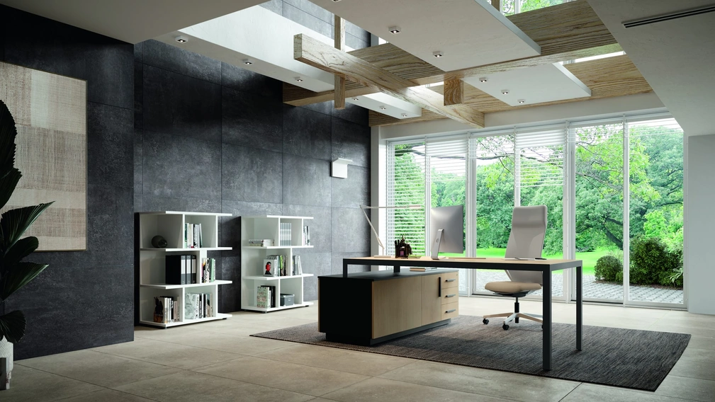 Mobile Ufficio Scrivania Direzionale Eos effetto Legno di Compir