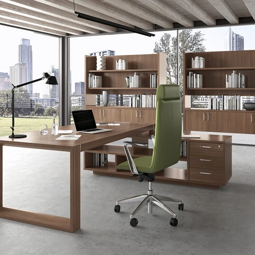 Scrivania Direzionale Forma in melaminico finitura Noce di Compir