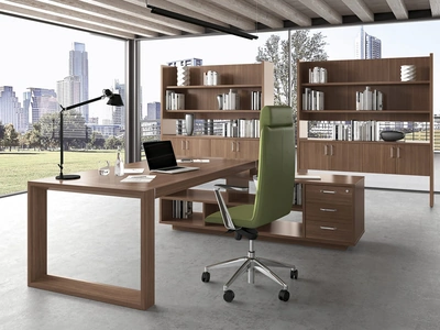 Scrivania Direzionale Forma in melaminico finitura Noce di Compir