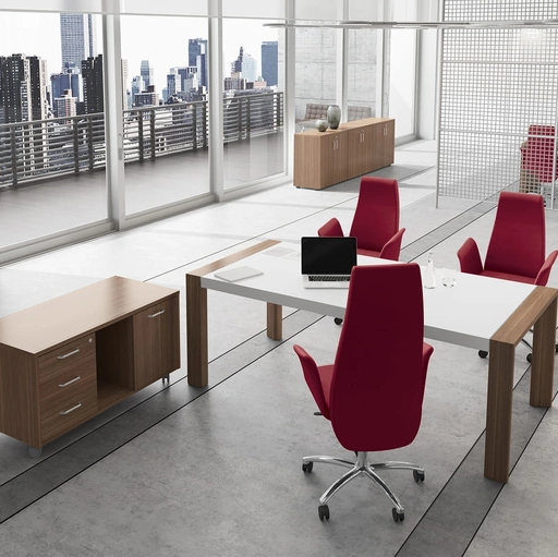 Scrivania Direzionale Forma Bianco e Noce di Compir