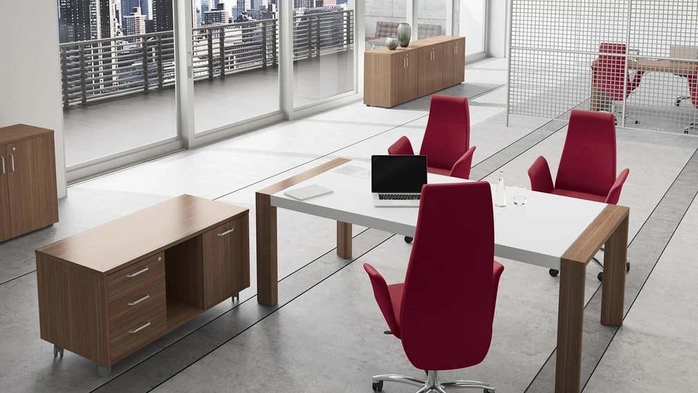 Scrivania Direzionale Forma Bianco e Noce di Compir