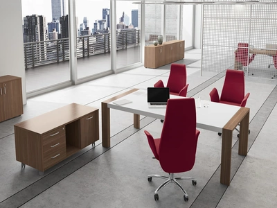 Scrivania Direzionale Forma Bianco e Noce di Compir