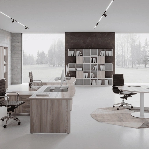 Scrivania Direzionale Plano finitura Olmo con top sagomato di Compir