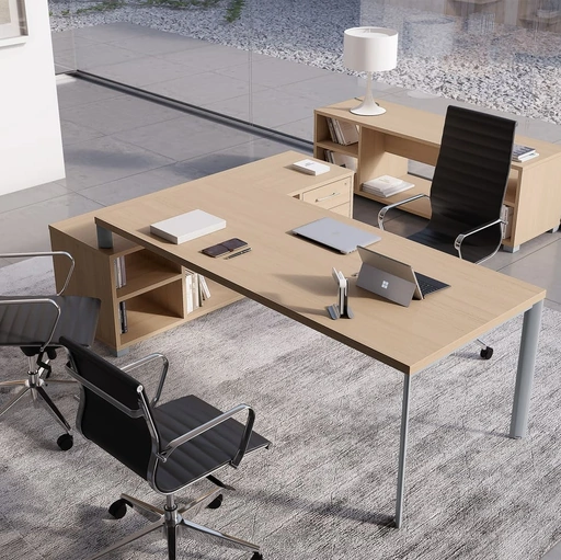 Scrivania Direzionale rettangolare Plano finitura Rovere di Compir