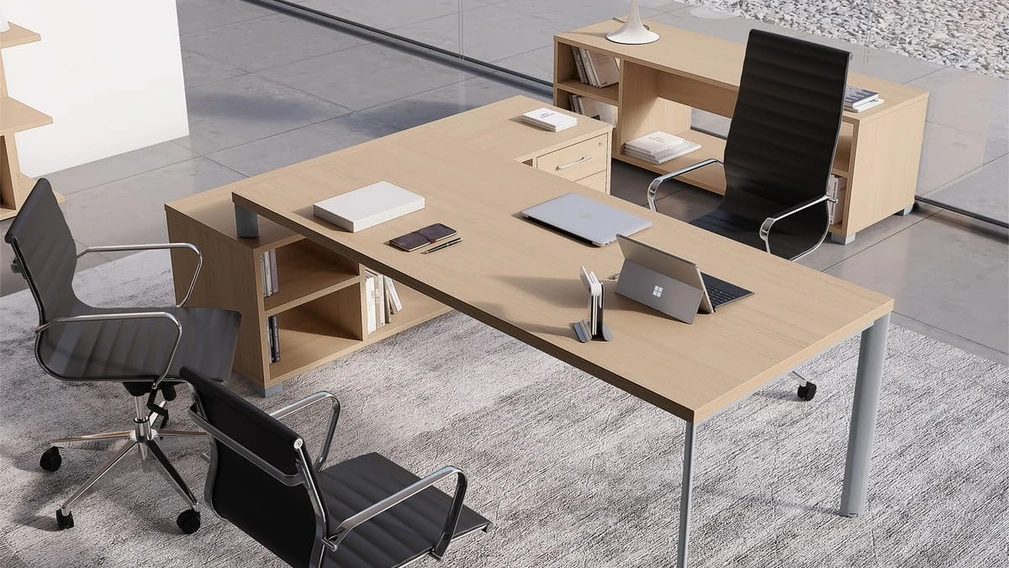 Scrivania Direzionale rettangolare Plano finitura Rovere di Compir