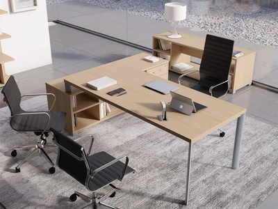Scrivania Direzionale rettangolare Plano finitura Rovere di Compir
