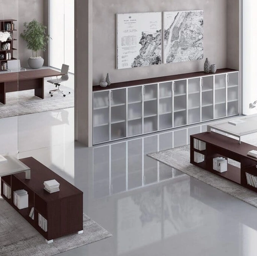 Scrivania Direzionale Plano con top in Vetro di Compir