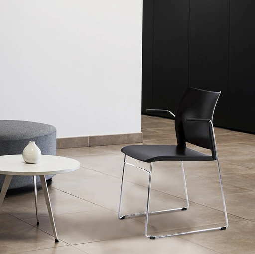 Seduta Ospiti Speed in polipropilene e acciaio cromato di Compir