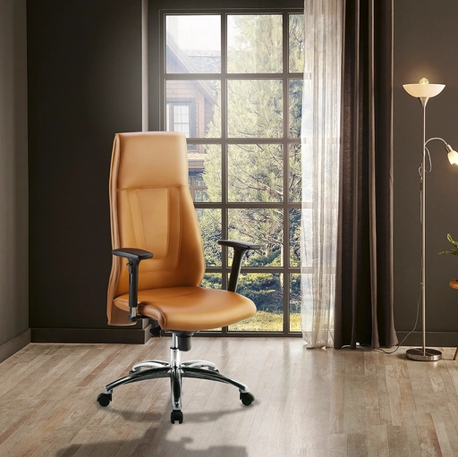 Poltrona Direzionale Sphera in ecopelle imbottita con braccioli regolabili in acciaio e nylon di Compir